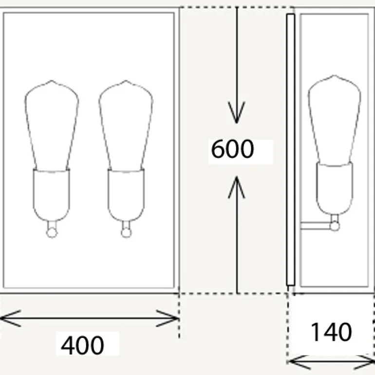 Große Kassetten-Wandleuchte Vitrine 2LL Géante