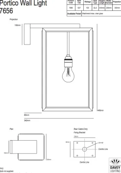 Große Kasten-Wandleuchte mit Wandarm Portico