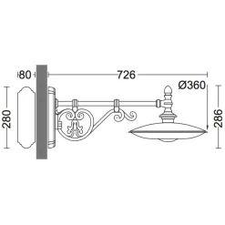 Große LED-Außen-Wandleuchte mit historischem Arm