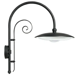 Große LED-Wandleuchte für außen mit schönem Bogenarm