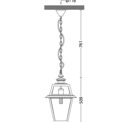Große, lichtstarke Außenlampe mit Kettenaufhängung