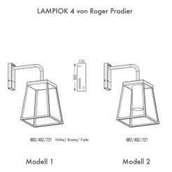 Große offene Wandlaterne Lampiok 4, IP65