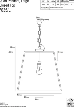 Große Pyramidenstumpf-Hängelaterne aus Messing 7635/L