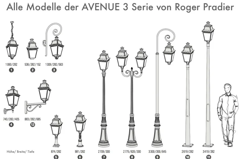 Große Wand-Außenleuchte Avenue 3