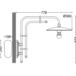 Große Wandlampe für außen mit Doppelrohr-Wandarm