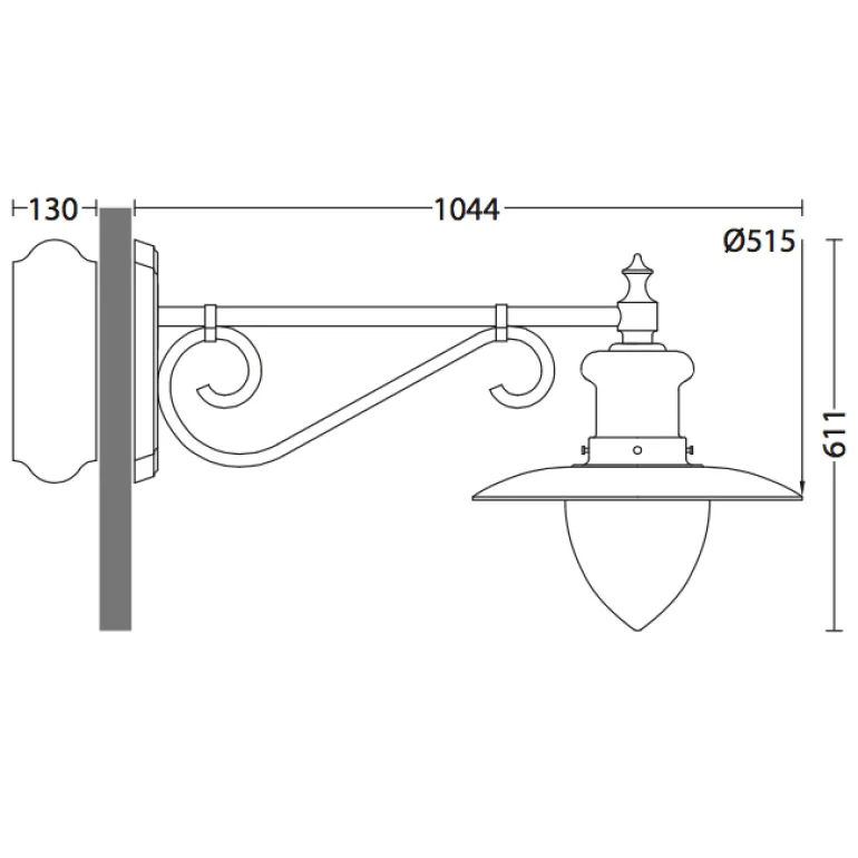 Große Wandlampe mit tiefem Auslegerarm (Ø 515 mm)