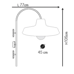 Große Wandleuchte N° 777 aus Messing mit Bogenarm