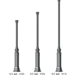 Gussmast mit Akanthusblatt-Baluster S2 ML 220 / 255 / 313 cm