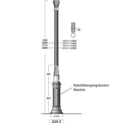 Gussmast mit glattem Baluster S2 RZ 196 / 236 / 271 / 329 cm