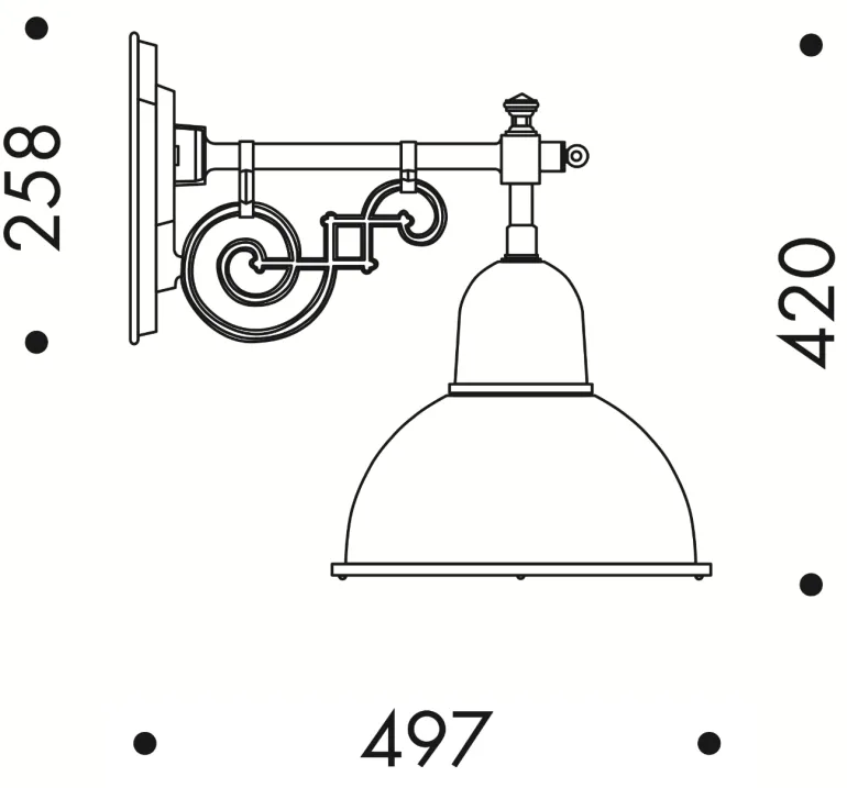 Historische Außenlampe mit Halbkugel-Schirm