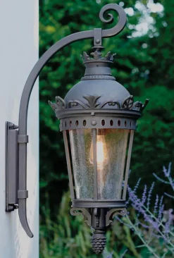 Historische schmiedeeiserne Wandlaterne mit Rundglas WL 3725