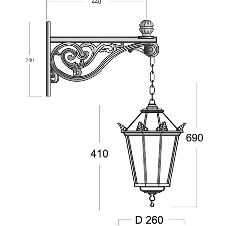 Historische Wandleuchte mit Schinkel-Laterne Thorn 70