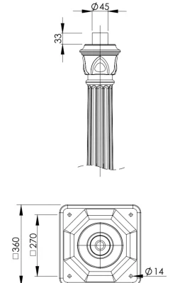 Historischer Mast mit Blattornamenten PLATON 178 cm