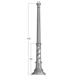 Historischer Mast mit Blattornamenten PLATON 178 cm