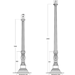 Historischer Mast mit kannelierter Säule RONDO P1.P3 155 / 205 cm