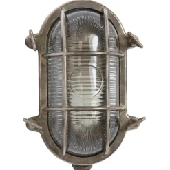 Holophanglas-AuĂenlampe aus Messing Roben