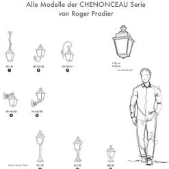 Klassische Außenlaterne Chenonceau mit Bischofstab