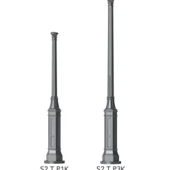 Klassischer Gussmast mit Kassetten-Baluster S2 T P1K 197 / 247 cm