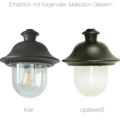 Kleine Außen-Wandleuchte aus Italien mit Bogenarm