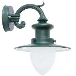 Kleine Fabrik-Wandlampe für Außen mit Spitzzylinder-Glas