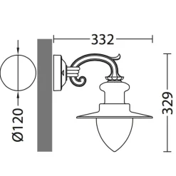 Kleine Fabrik-Wandlampe für Außen mit Spitzzylinder-Glas