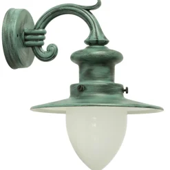 Kleine Fabrik-Wandlampe für Außen mit Spitzzylinder-Glas