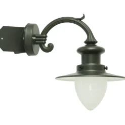 Kleine Fabrik-Wandlampe für Außen mit Spitzzylinder-Glas