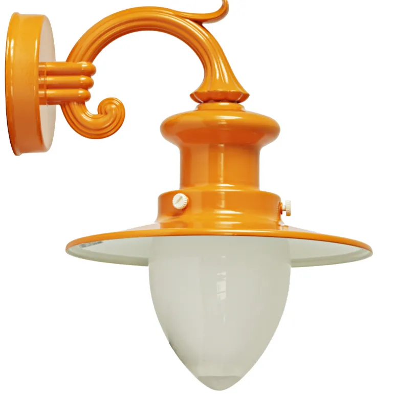 Kleine Fabrik-Wandlampe für Außen mit Spitzzylinder-Glas