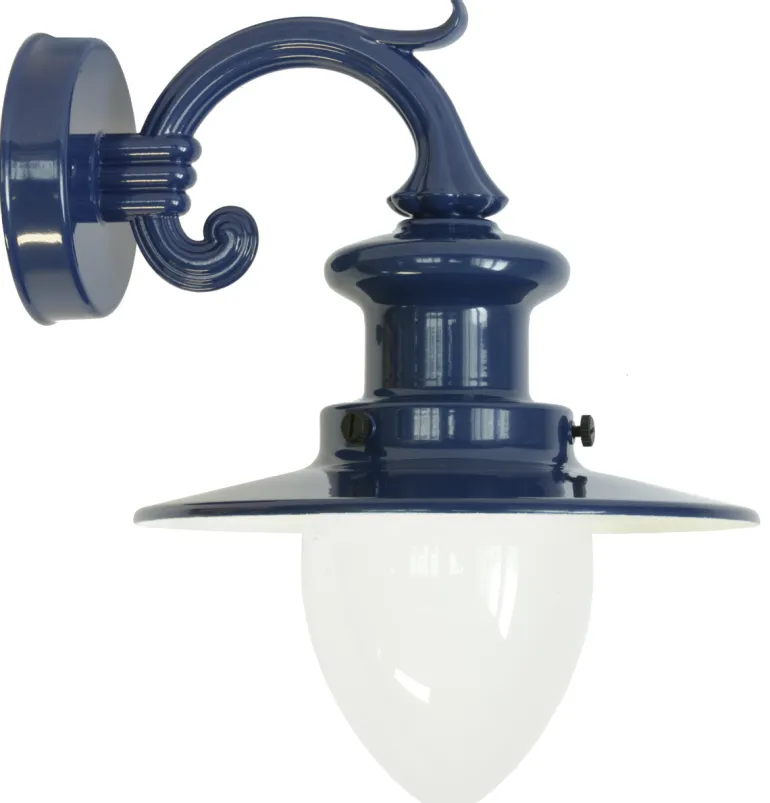 Kleine Fabrik-Wandlampe für Außen mit Spitzzylinder-Glas