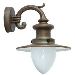 Kleine Fabrik-Wandlampe für Außen mit Spitzzylinder-Glas