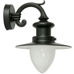 Kleine Fabrik-Wandlampe für Außen mit Spitzzylinder-Glas