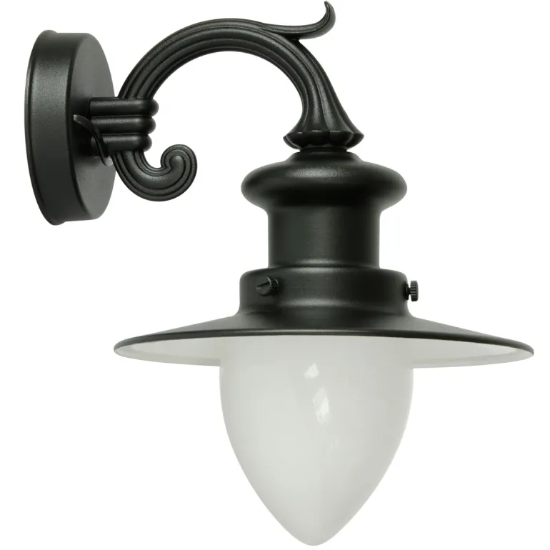 Kleine Fabrik-Wandlampe für Außen mit Spitzzylinder-Glas