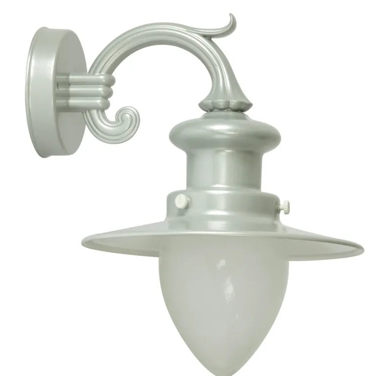 Kleine Fabrik-Wandlampe für Außen mit Spitzzylinder-Glas
