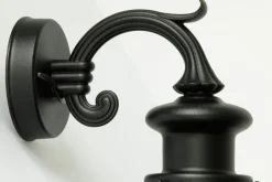 Kleine Fabrik-Wandlampe für Außen mit Spitzzylinder-Glas