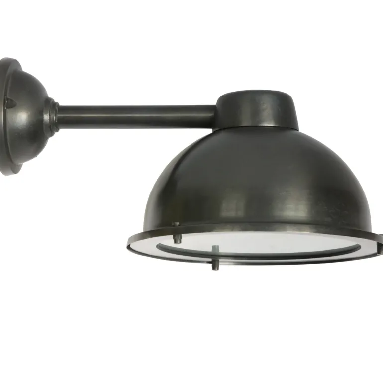 Kleine Messing-Industriestil-Wandleuchte NASSA mit Glasscheibe