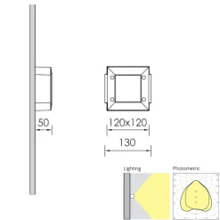 Kleine quadratische Wandleuchte Mini Varius 1