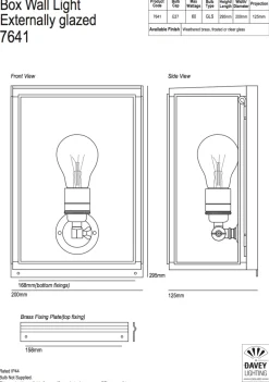 Kleines Kasten-Wandlicht aus Messing Box 7641