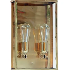 Kubische Messing-Wandleuchte Vitrine 2LL im Art déco-Stil