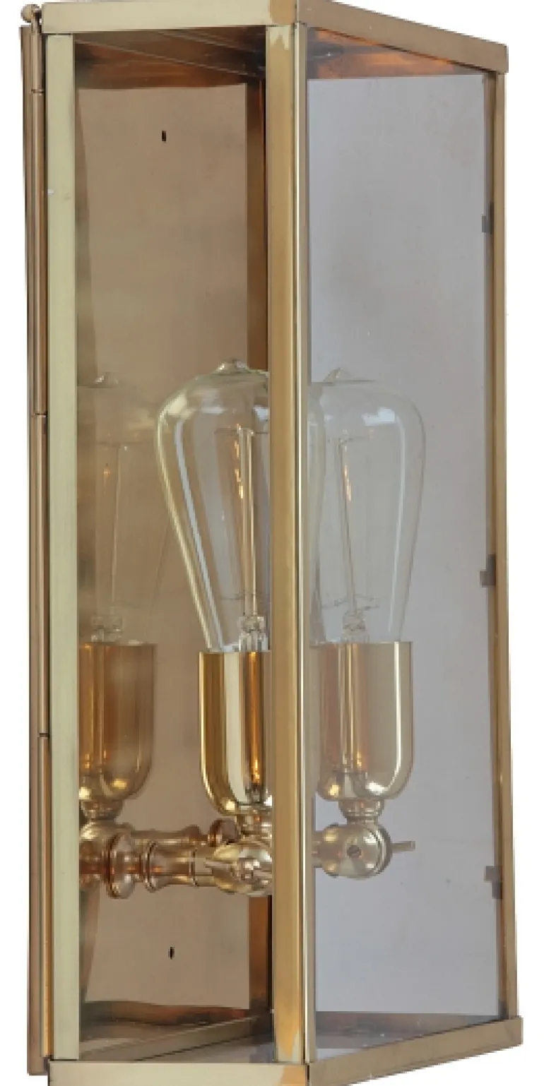 Kubische Messing-Wandleuchte Vitrine 2LL im Art déco-Stil