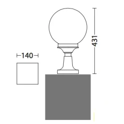 Kugel-Außenlampe mit Sockel für Garten und Terasse