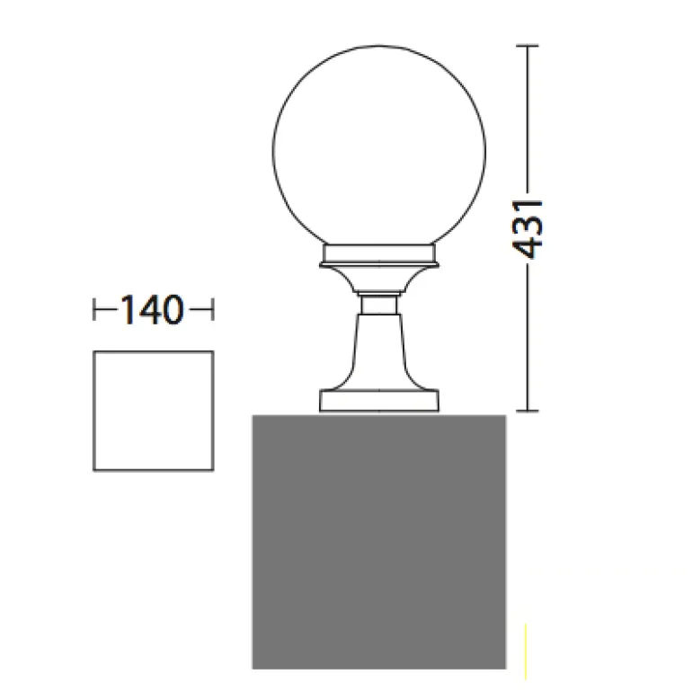 Kugel-Außenlampe mit Sockel für Garten und Terasse