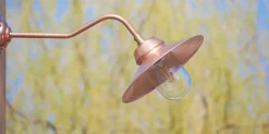 Landhaus-Wandlampe BW 235 Kupfer mit Schwanenhalswandarm