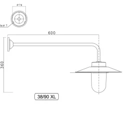 Lange Hofleuchte mit Messingschirm 38-90 M L/XL