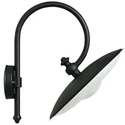 LED-Außen-Wandlampe mit Bogenarm, nach vorne gestellt