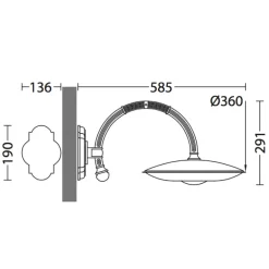 LED-Außenwandleuchte mit IP 65 und Bogenarm