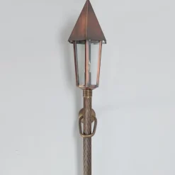 Mannshohe französische Wandfackel aus Messing