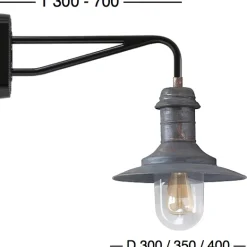 Maritime Wandleuchte Ulm W340 mit Zylinderglas