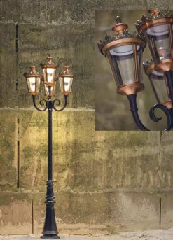 Mehrflammige Schloss-Laterne mit LED im Empirestil Louvre