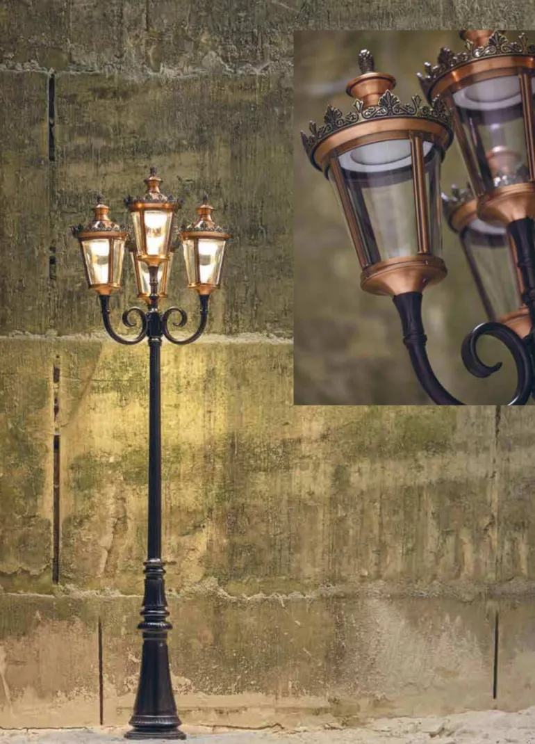 Mehrflammige Schloss-Laterne mit LED im Empirestil Louvre