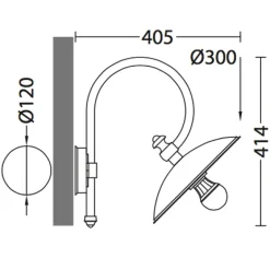 Nach vorne gerichtete Wandlampe für außen mit Bogenarm